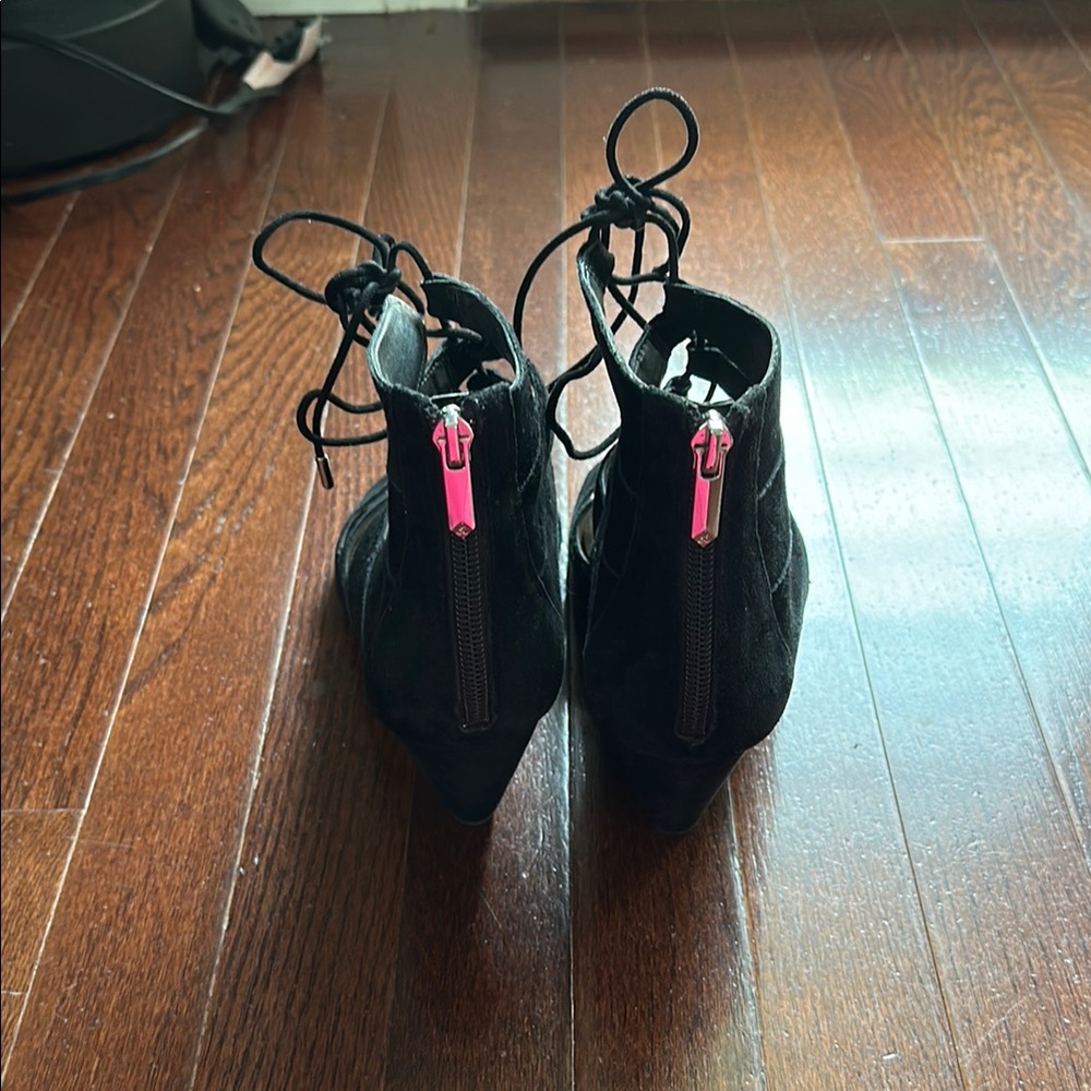 Sam Edelman Black Suede Wedge Ankle Boots - Picture 3 of 4